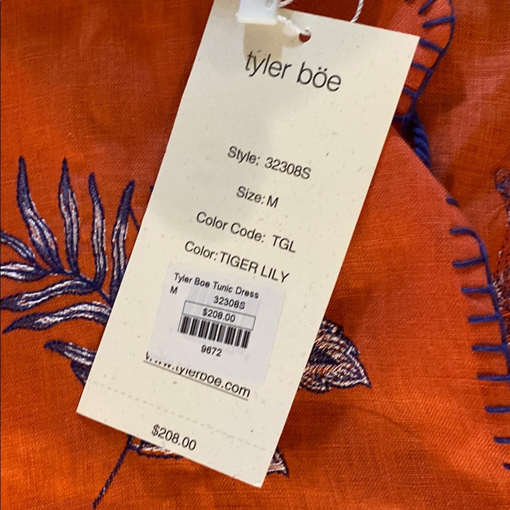 Tyler Boe Tiger Lily Dress with Blue Embroidery - Picture 4 of 10